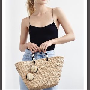 Kayu st tropez Pom Pom straw tote